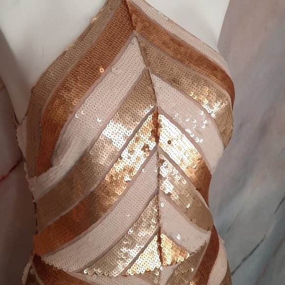 KEEPSAKE THE LABEL Cream Gold Sequins Dress S - Picture 2 of 7